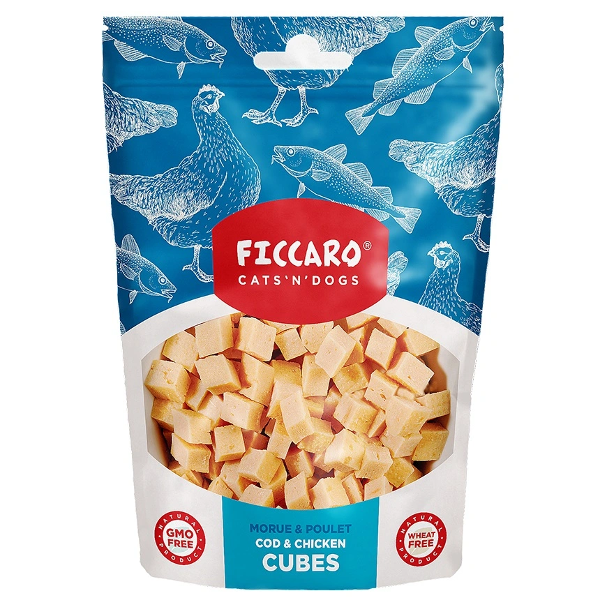 FICCARO Hundesnack Torsk & Kylling Cubes - lækre tern med fisk og kylling til hunde 100 g